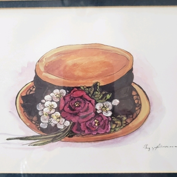 PEGGY Abrams Vintage Hat Prints Matted and‎ Framed - Picture 2 of 7